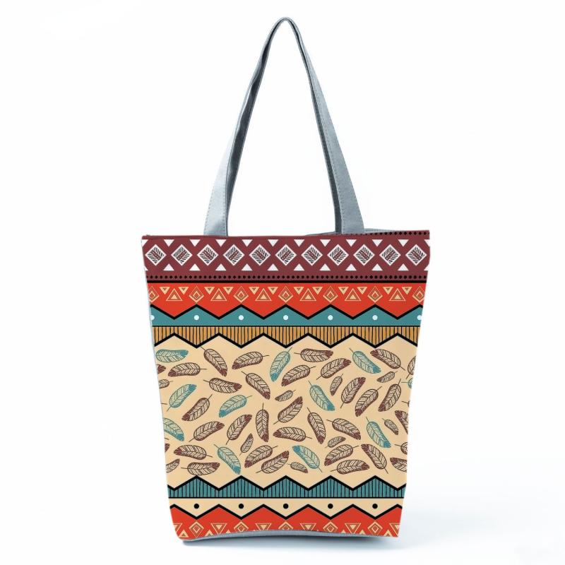 Ethnic Style Geometric Pattern Canvas Tote Bag