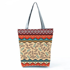 Ethnic Style Geometric Pattern Canvas Tote Bag