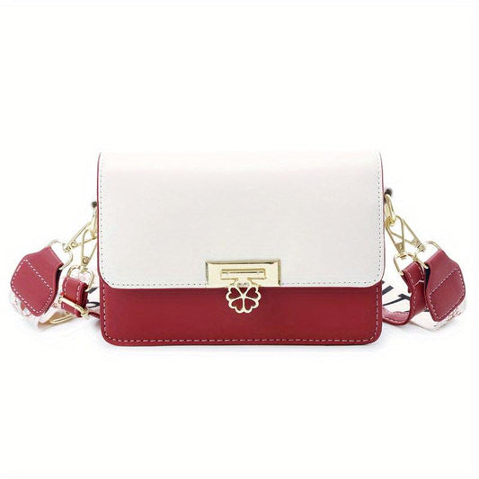 Colorblock Square Shoulder Bag Wide Strap Crossbody Bag