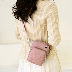 Casual Love Pattern Shoulder Bag Solid Quilted Crossbody Bag