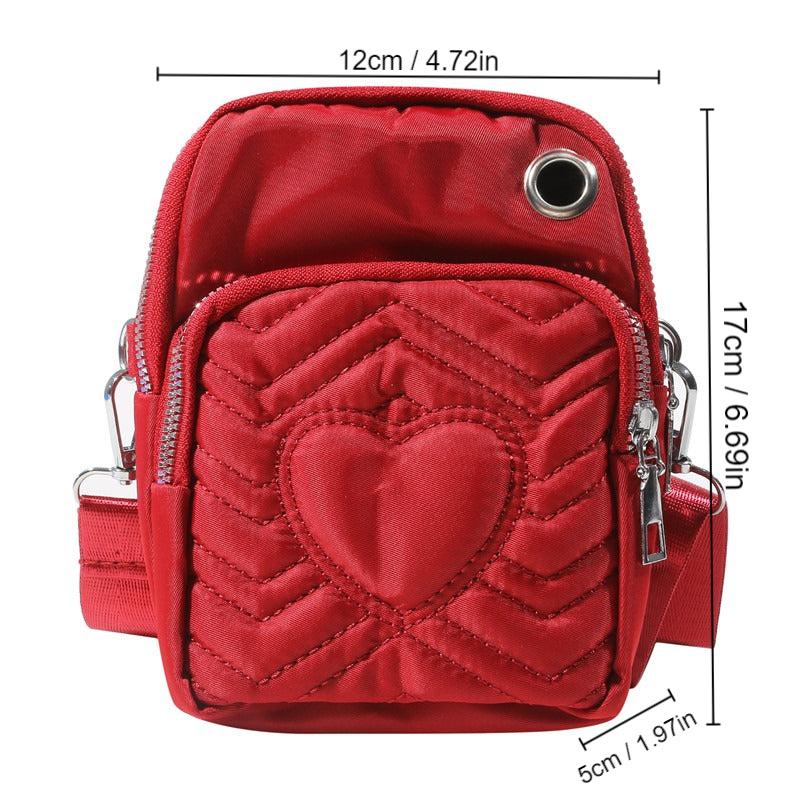Casual Love Pattern Shoulder Bag Solid Quilted Crossbody Bag