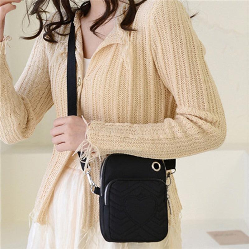 Casual Love Pattern Shoulder Bag Solid Quilted Crossbody Bag