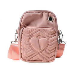 Casual Love Pattern Shoulder Bag Solid Quilted Crossbody Bag