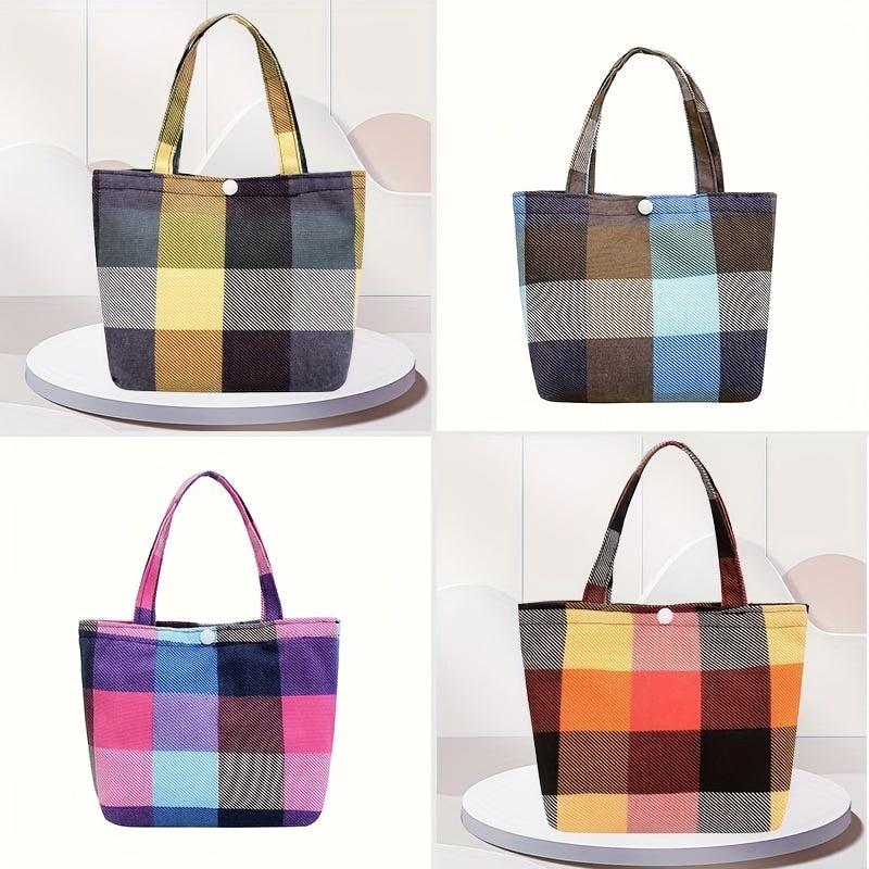 Colorblock Plaid Pattern Shoulder Bag All Match Storage Bag Lightweight