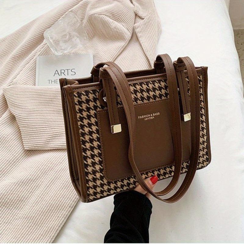 Houndstooth Pattern Bag Square Shoulder Handbag