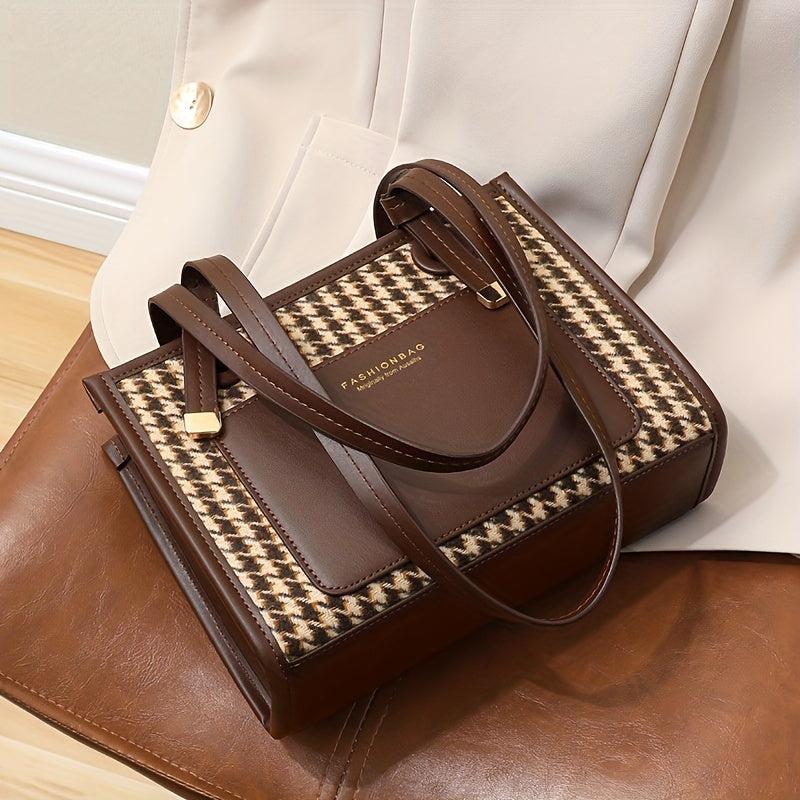 Houndstooth Pattern Bag Square Shoulder Handbag