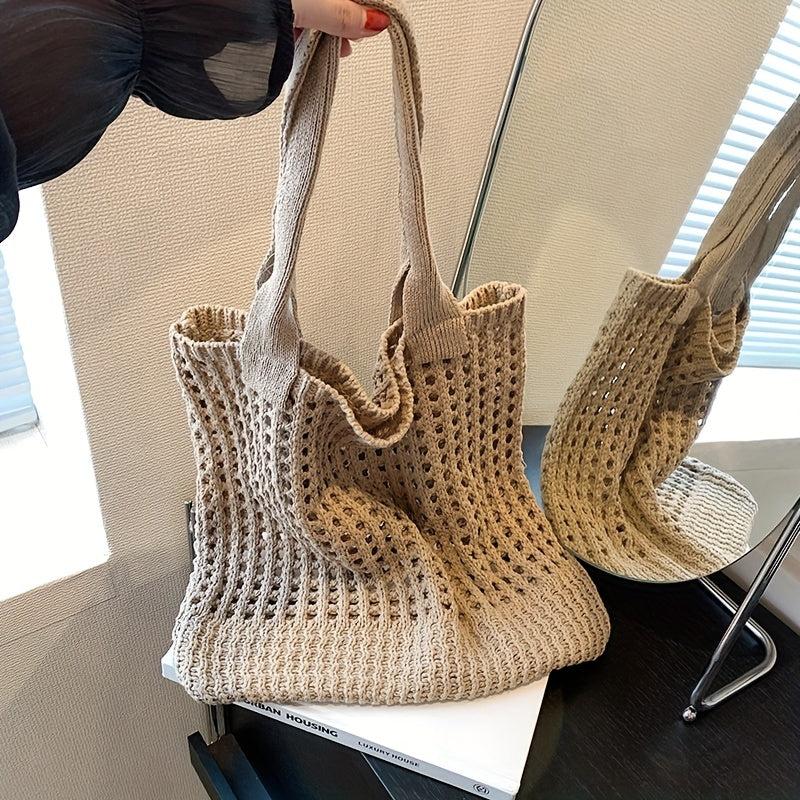 Vintage Hollow Out Crochet Tote Bag for Women