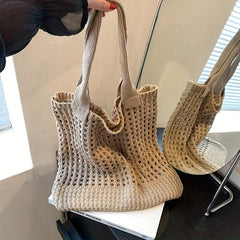 Vintage Hollow Out Crochet Tote Bag for Women