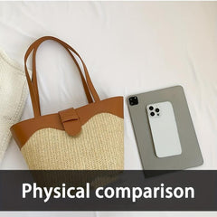 Summer Minimalist Straw Bag Colorblock Woven Handbag All Match Holiday Bag