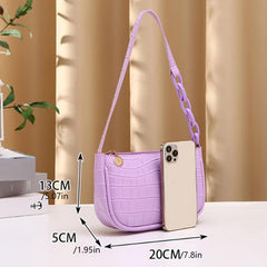 Crocodile Embossed Shoulder Bag Zipper Bag For Work