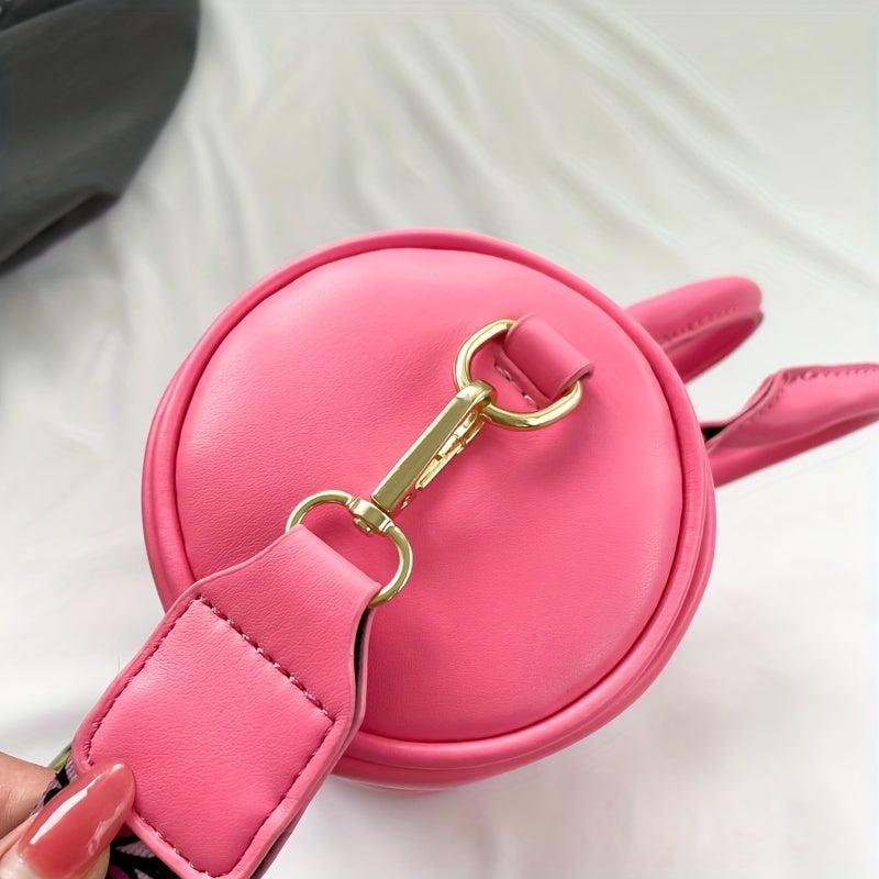 Embroidery Cylinder Bucket Bag Round Handbag Purse Women's Crossbody Bag