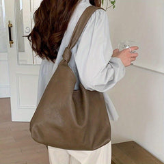 Large Capacity Soft PU Leather Handbag Lightweight Work Bag