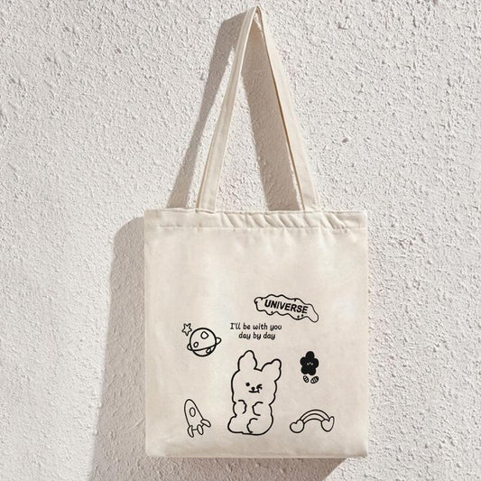 Cartoon Anime Print Canvas Tote Bag Eco Friendly Shoulder Bag