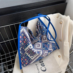 Geometric Pattern Shoulder Bag Ethnic Style Portable Handbag
