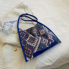 Geometric Pattern Shoulder Bag Ethnic Style Portable Handbag