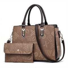 Vintage Letter Pattern Tote Bag Large Capacity Shoulder Bag