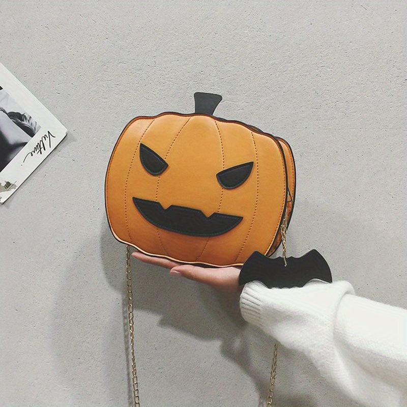 Funny Pumpkin Shaped Crossbody Bag Halloween Ghost Skull Elf Purse