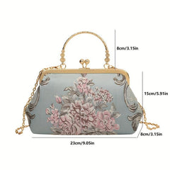 Chinese Style Flower Embroidery Handbag Cheongsam Dress Clutch Purse
