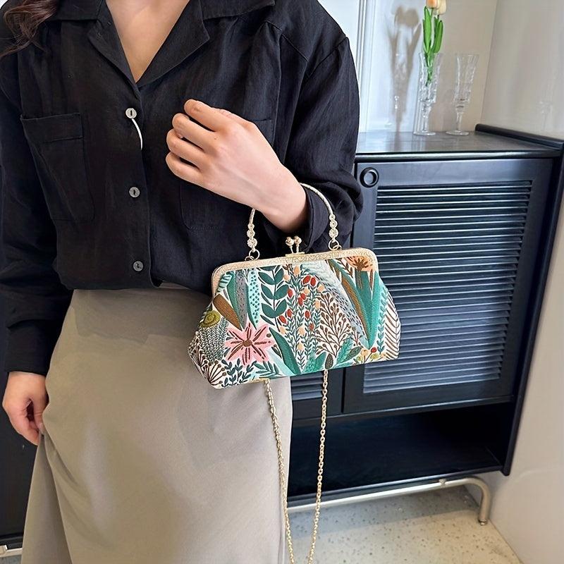 Chinese Style Flower Embroidery Handbag Cheongsam Dress Clutch Purse