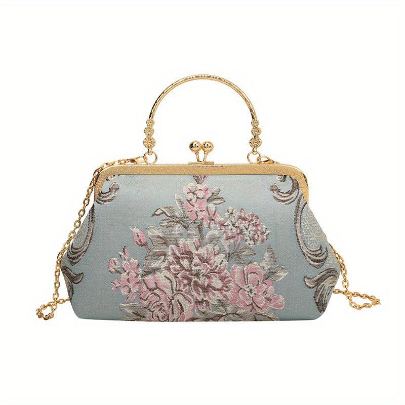 Chinese Style Flower Embroidery Handbag Cheongsam Dress Clutch Purse