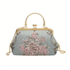 Chinese Style Flower Embroidery Handbag Cheongsam Dress Clutch Purse