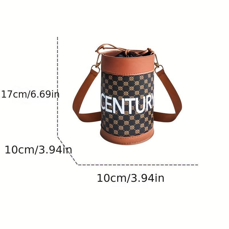 Letter Print PU Leather Cylinder Crossbody Bag