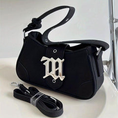 Pink Y2K Crescent Underarm Bag Punk Rock Shoulder Bag Cross Decor Handbag