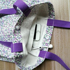 Floral High Capacity Canvas Tote Bag Lightweight Shoulder Bag