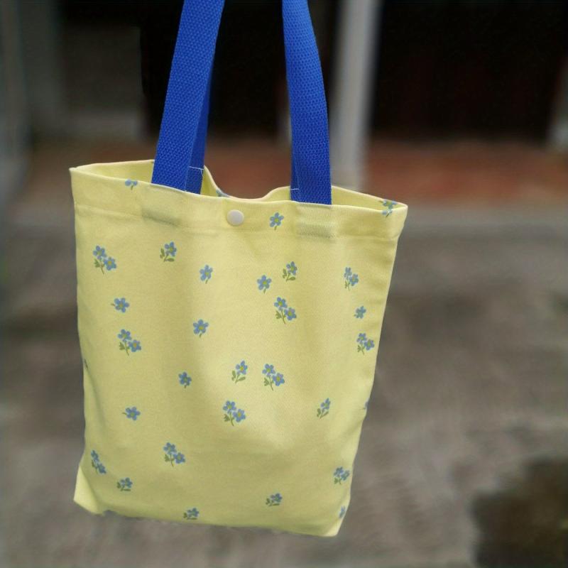 Floral High Capacity Canvas Tote Bag Lightweight Shoulder Bag