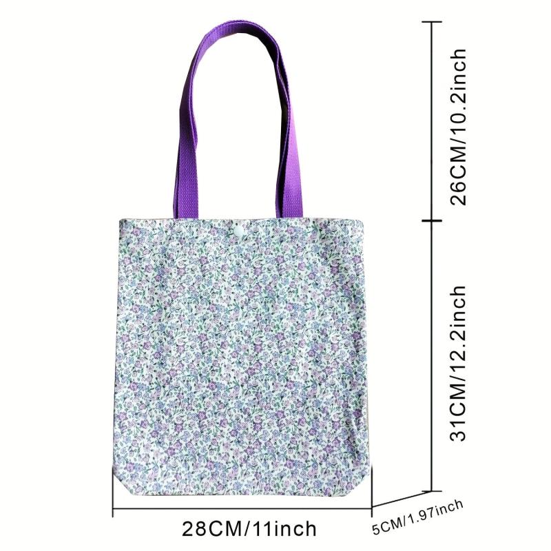 Floral High Capacity Canvas Tote Bag Lightweight Shoulder Bag