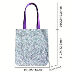 Floral High Capacity Canvas Tote Bag Lightweight Shoulder Bag