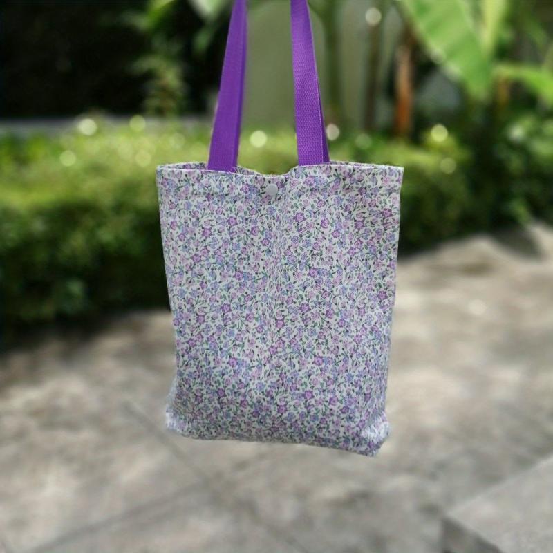 Floral High Capacity Canvas Tote Bag Lightweight Shoulder Bag