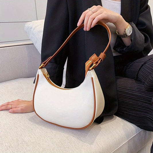 Half Moon Underarm Bag PU Leather Crescent Shoulder Bag