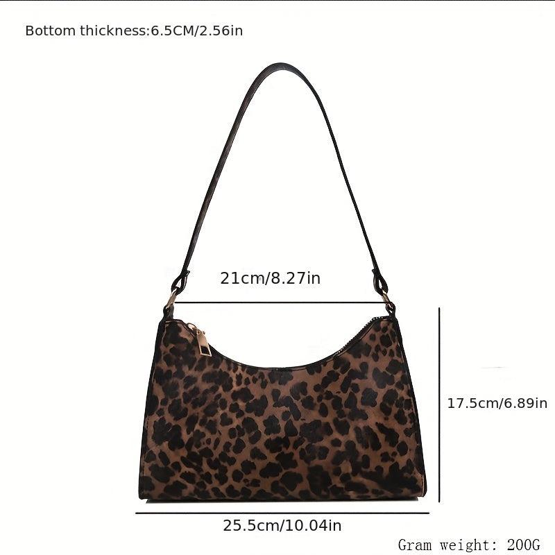 Animal Print Shoulder Bag Zipper PU Leather Versatile Crescent Bag