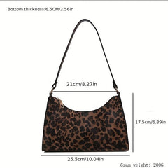 Animal Print Shoulder Bag Zipper PU Leather Versatile Crescent Bag