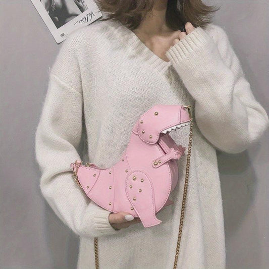 3D Dinosaur Crossbody Bag Studded Rivets Chain Shoulder Bag