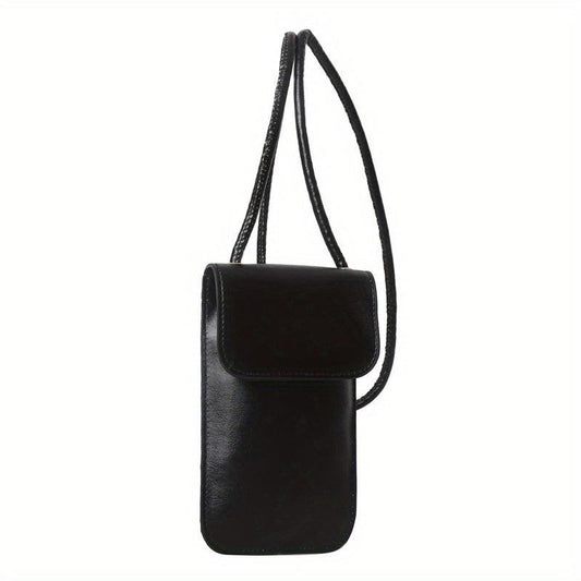 Mini Glossy Cell Phone Crossbody Bag Textured PU Leather Purse