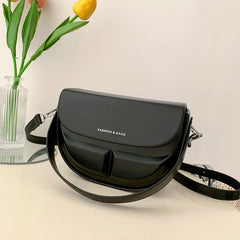 Minimalist Solid Saddle Bag Flap Satchel Bag All Match Shoulder Bag