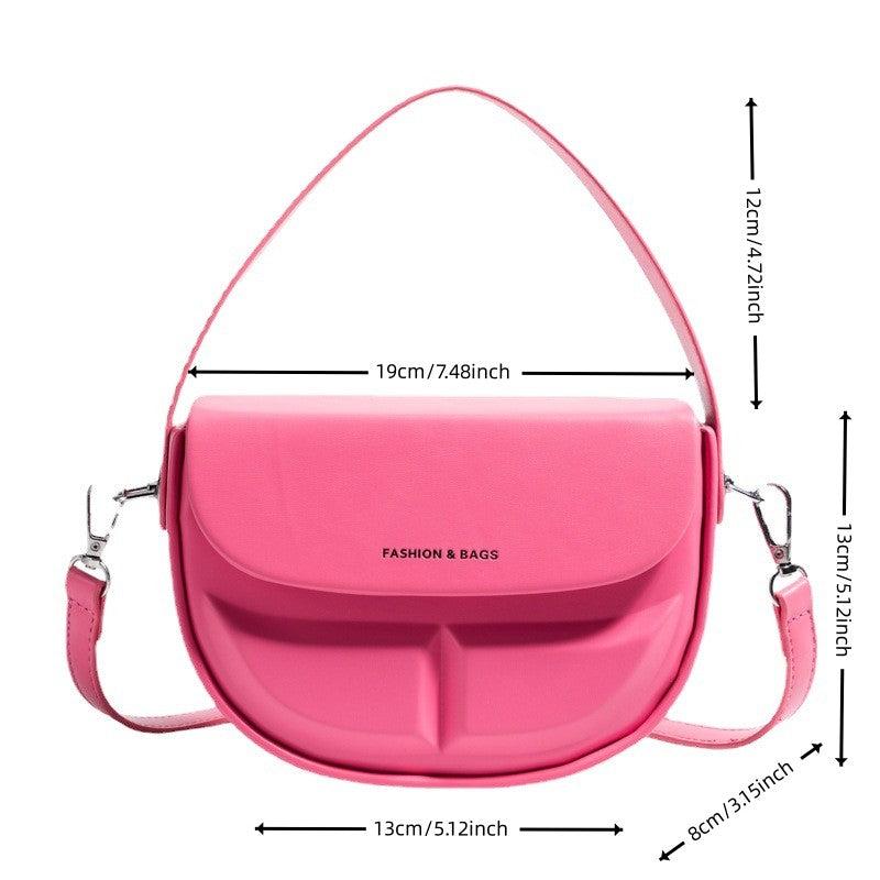 Minimalist Solid Saddle Bag Flap Satchel Bag All Match Shoulder Bag