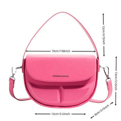 Minimalist Solid Saddle Bag Flap Satchel Bag All Match Shoulder Bag
