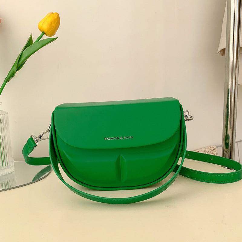 Minimalist Solid Saddle Bag Flap Satchel Bag All Match Shoulder Bag