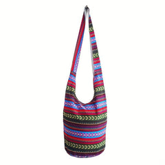 Boho Fabric Crossbody Bag Geometric Pattern Hippie Hobo Bag