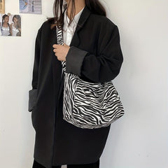 Leopard Pattern Crossbody Bag Vintage Canvas Shoulder Bag
