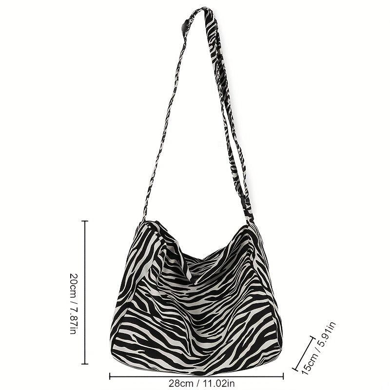 Leopard Pattern Crossbody Bag Vintage Canvas Shoulder Bag