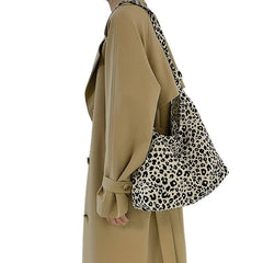 Vintage Leopard Pattern Tote Bag Canvas Shoulder Bag Reusable Shopping Bag