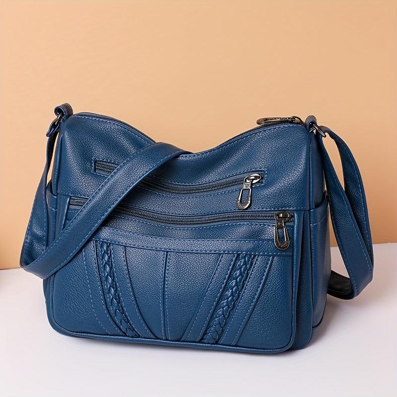 Braided Crossbody Bag Women's Pockets Purse Faux Leather Shoulder Bag