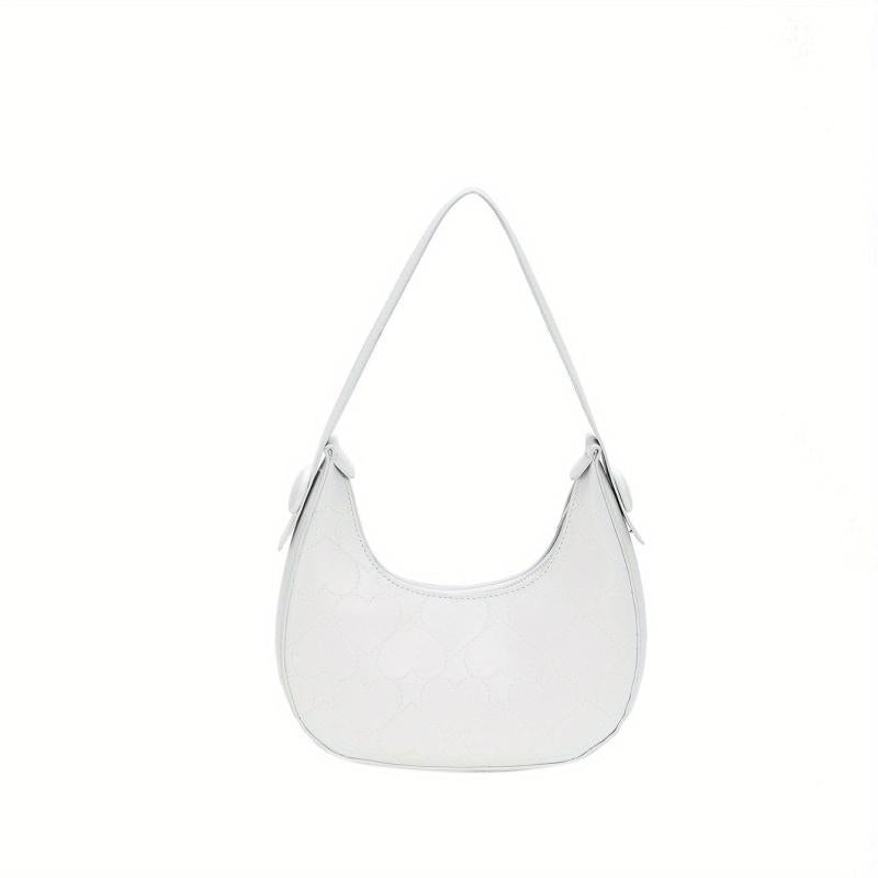 Heart Embroidery Hobo Bag Y2K Crescent Handbags Underarm Purse