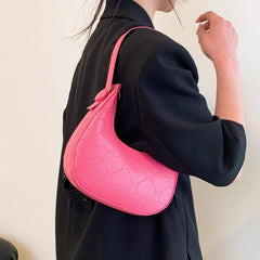 Heart Embroidery Hobo Bag Y2K Crescent Handbags Underarm Purse