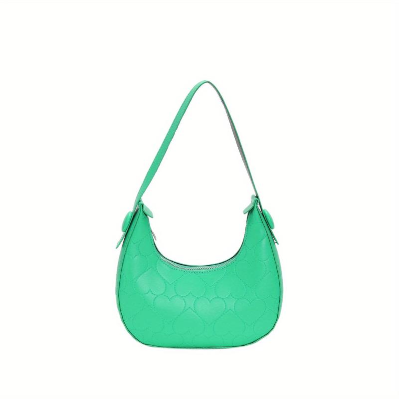 Heart Embroidery Hobo Bag Y2K Crescent Handbags Underarm Purse