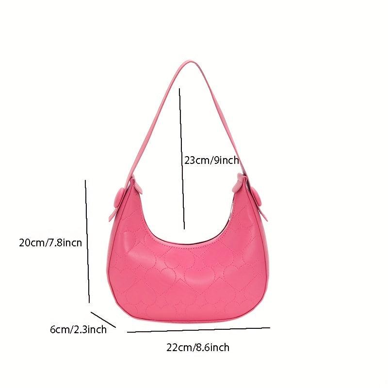 Heart Embroidery Hobo Bag Y2K Crescent Handbags Underarm Purse